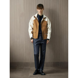 Men Hooded Colourblocked Casual Bomber Jacket