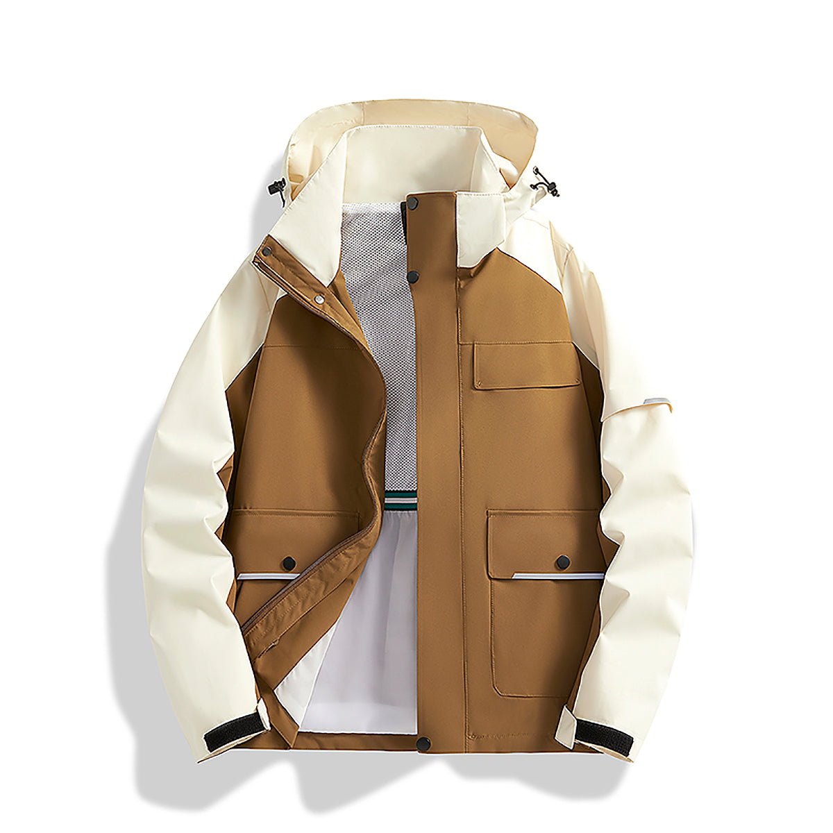 Men Hooded Colourblocked Casual Bomber Jacket