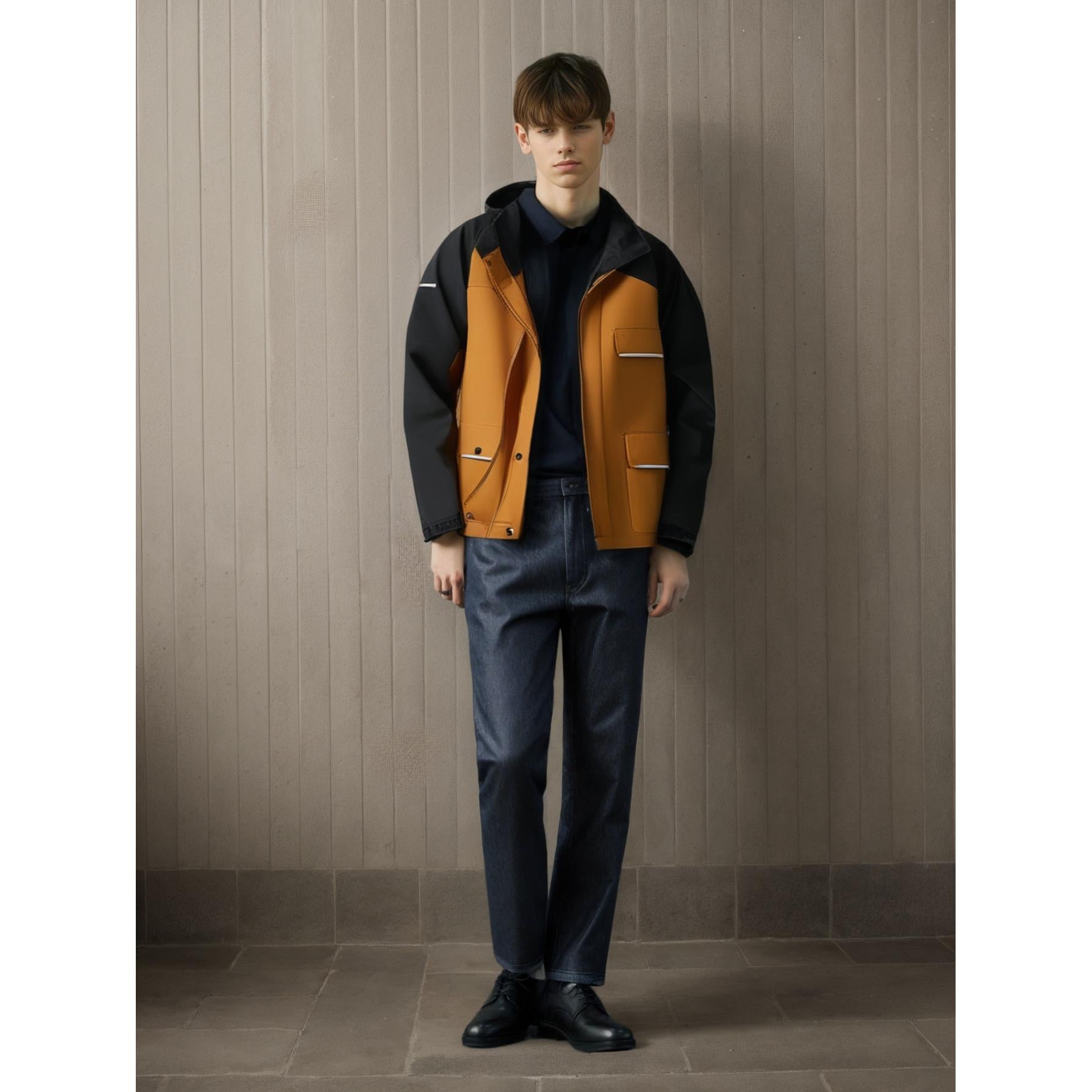 Men Hooded Colourblocked Casual Bomber Jacket