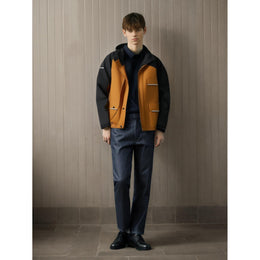 Men Hooded Colourblocked Casual Bomber Jacket