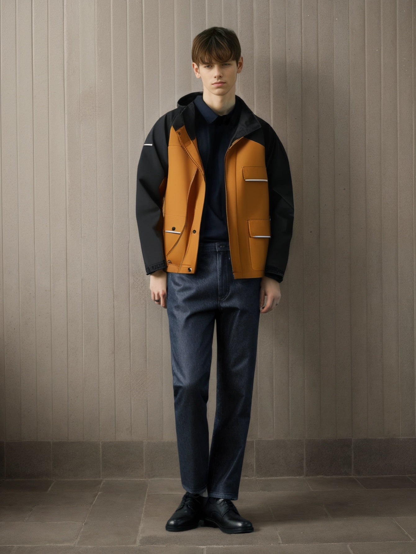 Men Hooded Colourblocked Casual Bomber Jacket