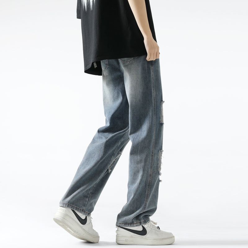 Men Relaxed Fit Mid-Rise Mildly Distressed Light Fade Jeans