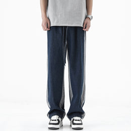 Men Straight Fit Side Stripes Mid-Rise Jeans