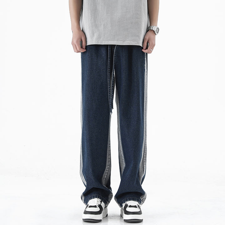 Men Straight Fit Side Stripes Mid-Rise Jeans