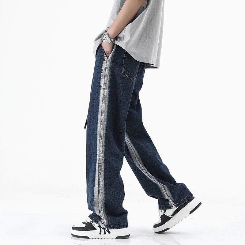 Men Straight Fit Side Stripes Mid-Rise Jeans