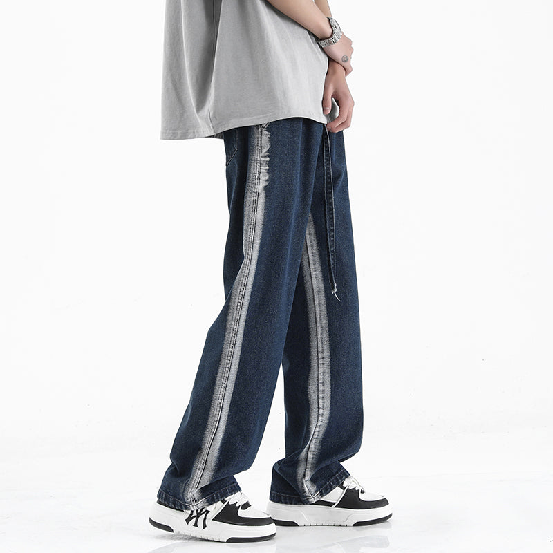Men Straight Fit Side Stripes Mid-Rise Jeans