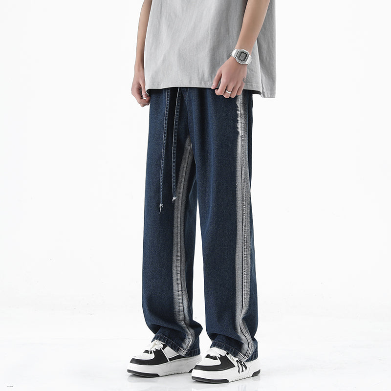 Men Straight Fit Side Stripes Mid-Rise Jeans