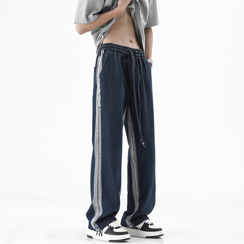 Men Straight Fit Side Stripes Mid-Rise Jeans