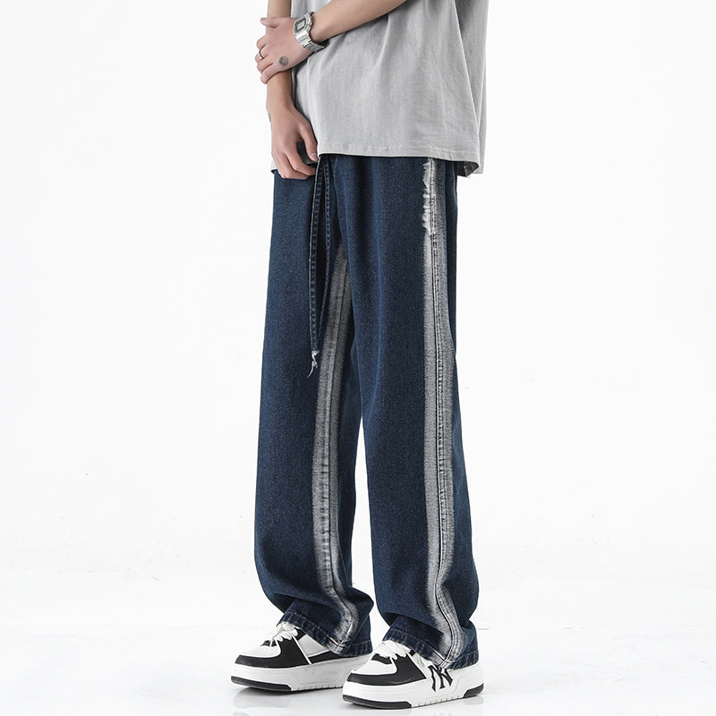 Men Straight Fit Side Stripes Mid-Rise Jeans