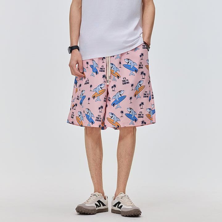 Men Graphic Printed Rapid-Dry Low-Rise Shorts