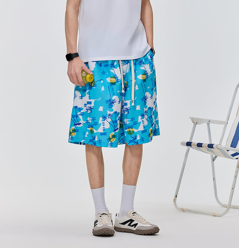 Men Printed Low-Rise Shorts