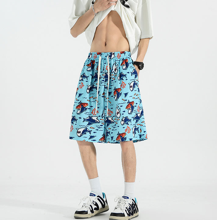 Men Printed Low-Rise Shorts
