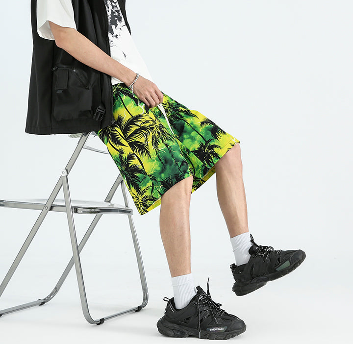 Men Tropical Printed Low-Rise Regular Shorts