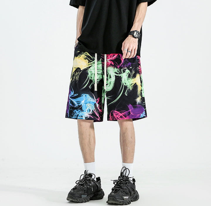 Men Abstract Printed Low-Rise Regular Shorts
