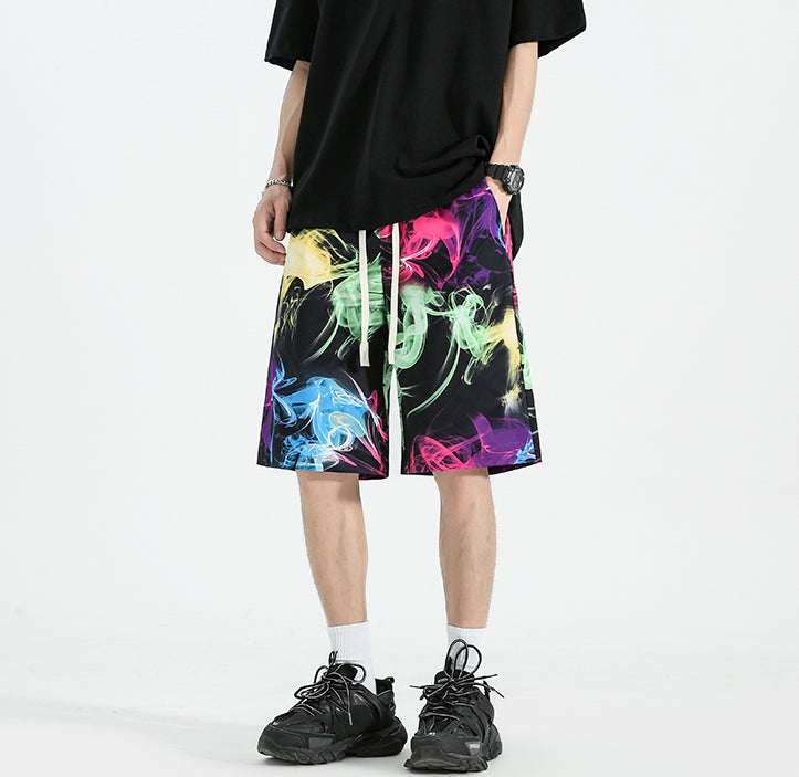 Men Abstract Printed Low-Rise Regular Shorts
