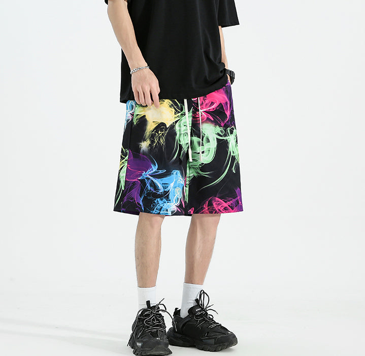 Men Abstract Printed Low-Rise Regular Shorts