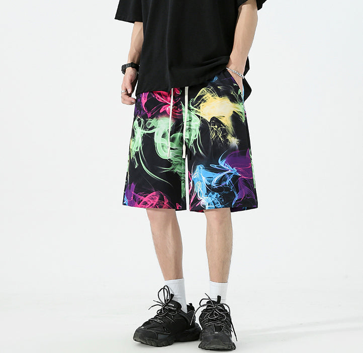 Men Abstract Printed Low-Rise Regular Shorts