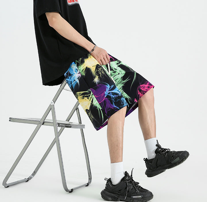 Men Abstract Printed Low-Rise Regular Shorts