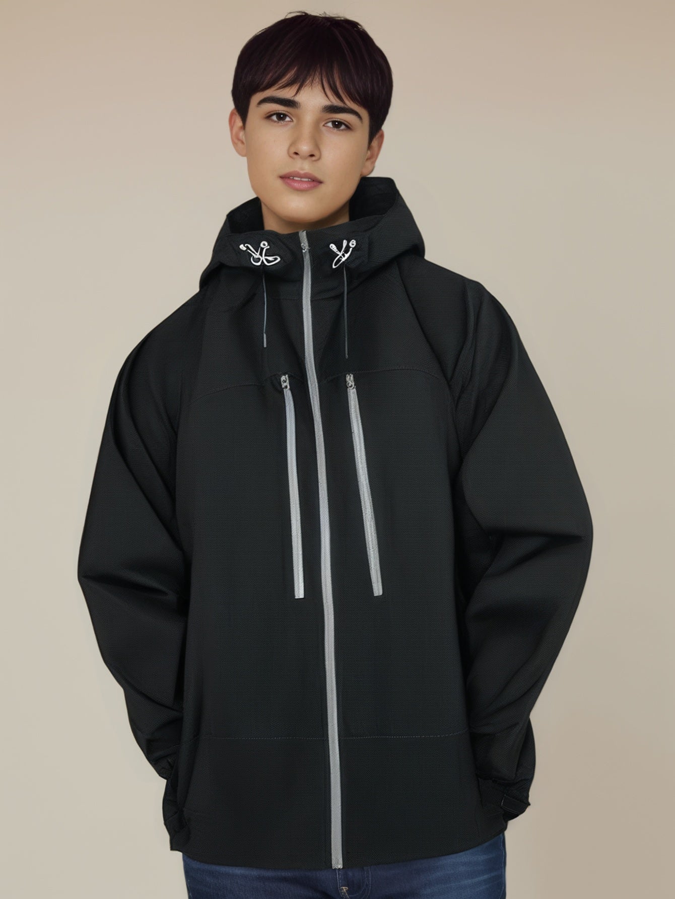 Men Hooded Solid Casual Bomber Jacket