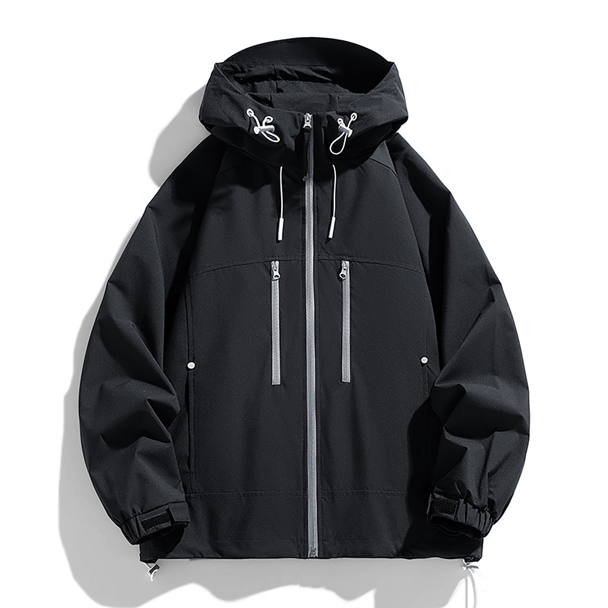 Men Hooded Solid Casual Bomber Jacket