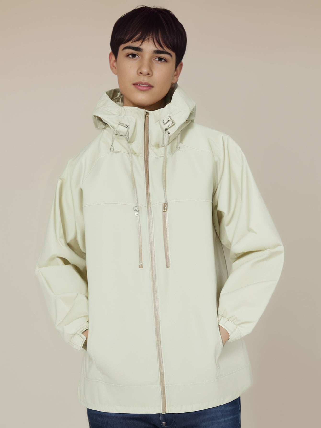 Men Hooded Solid Casual Bomber Jacket