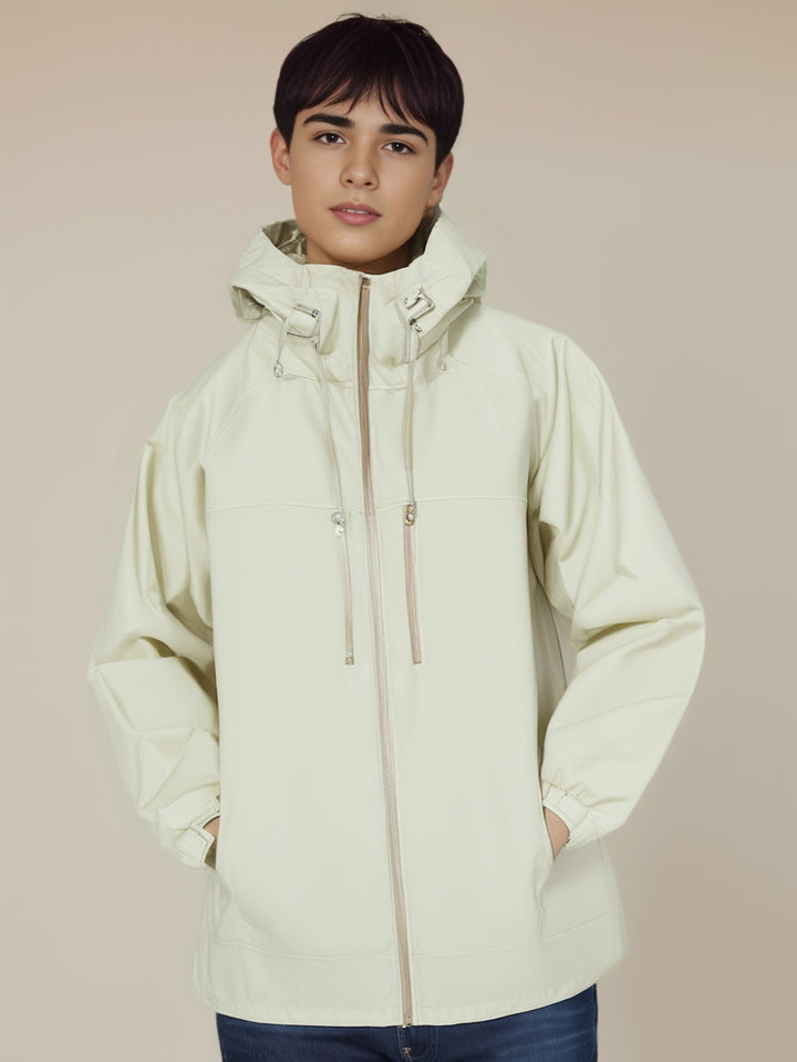 Men Hooded Solid Casual Bomber Jacket