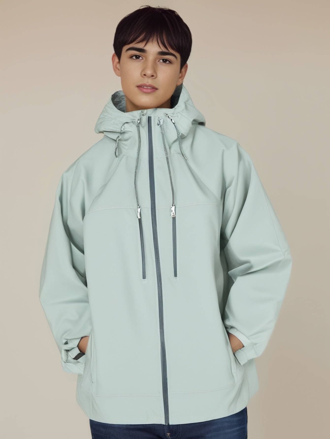 Men Hooded Solid Casual Bomber Jacket