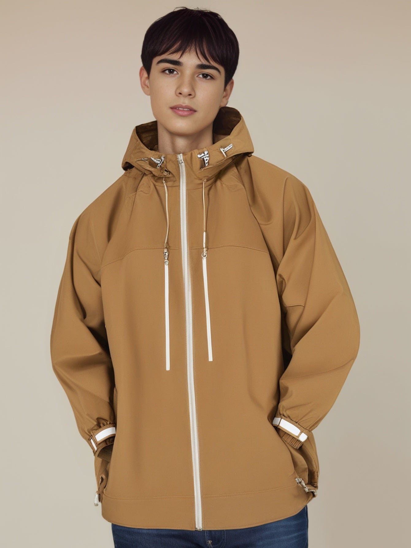 Men Hooded Solid Casual Bomber Jacket