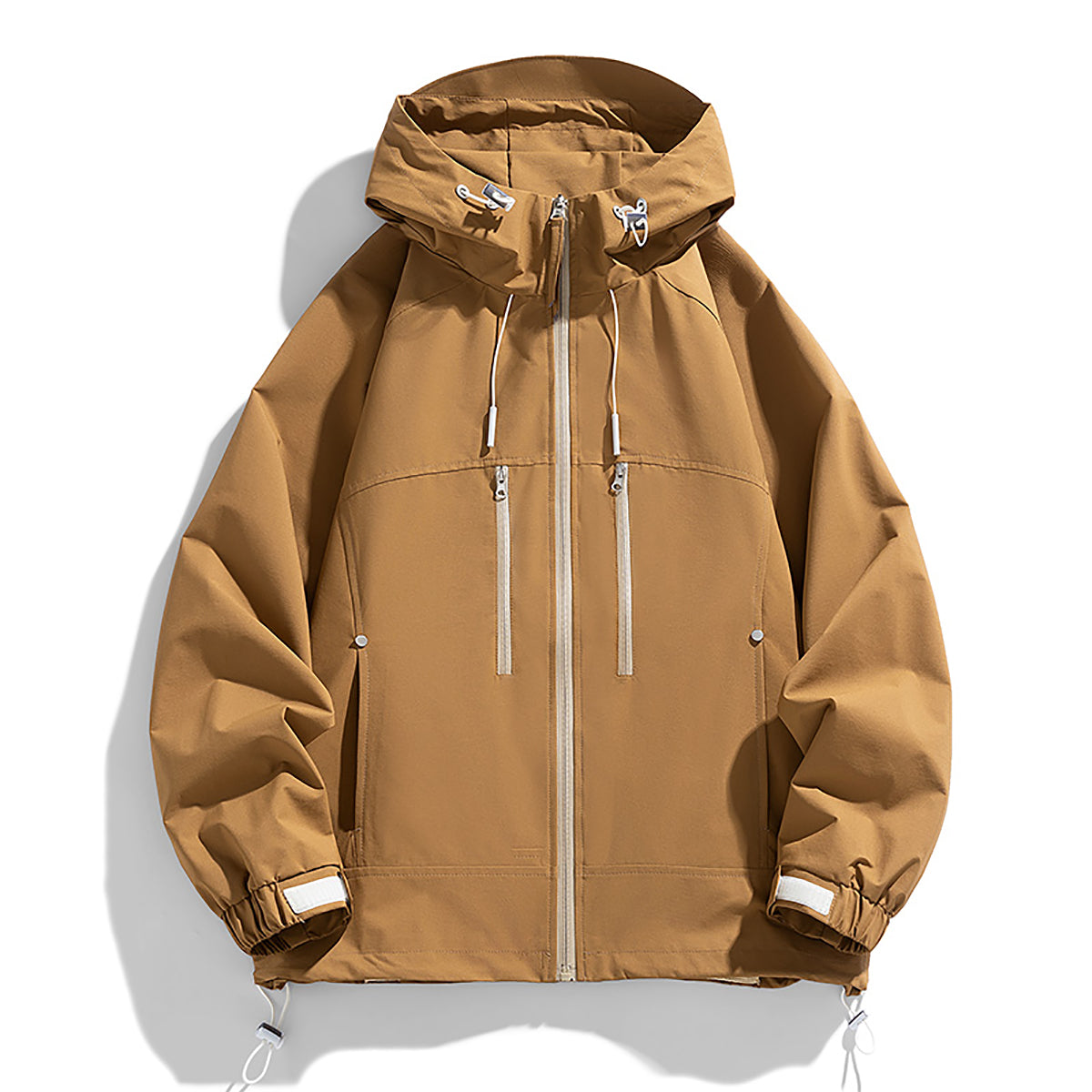 Men Hooded Solid Casual Bomber Jacket