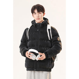 Men Hooded Solid Casual Padded Jacket