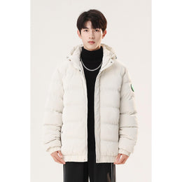 Men Hooded Solid Casual Puffer Jacket