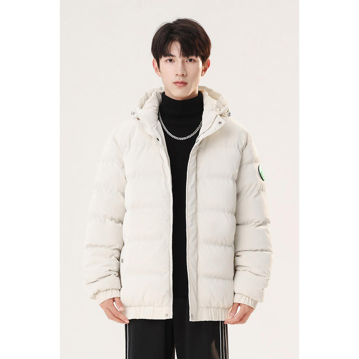 Men Hooded Solid Casual Puffer Jacket