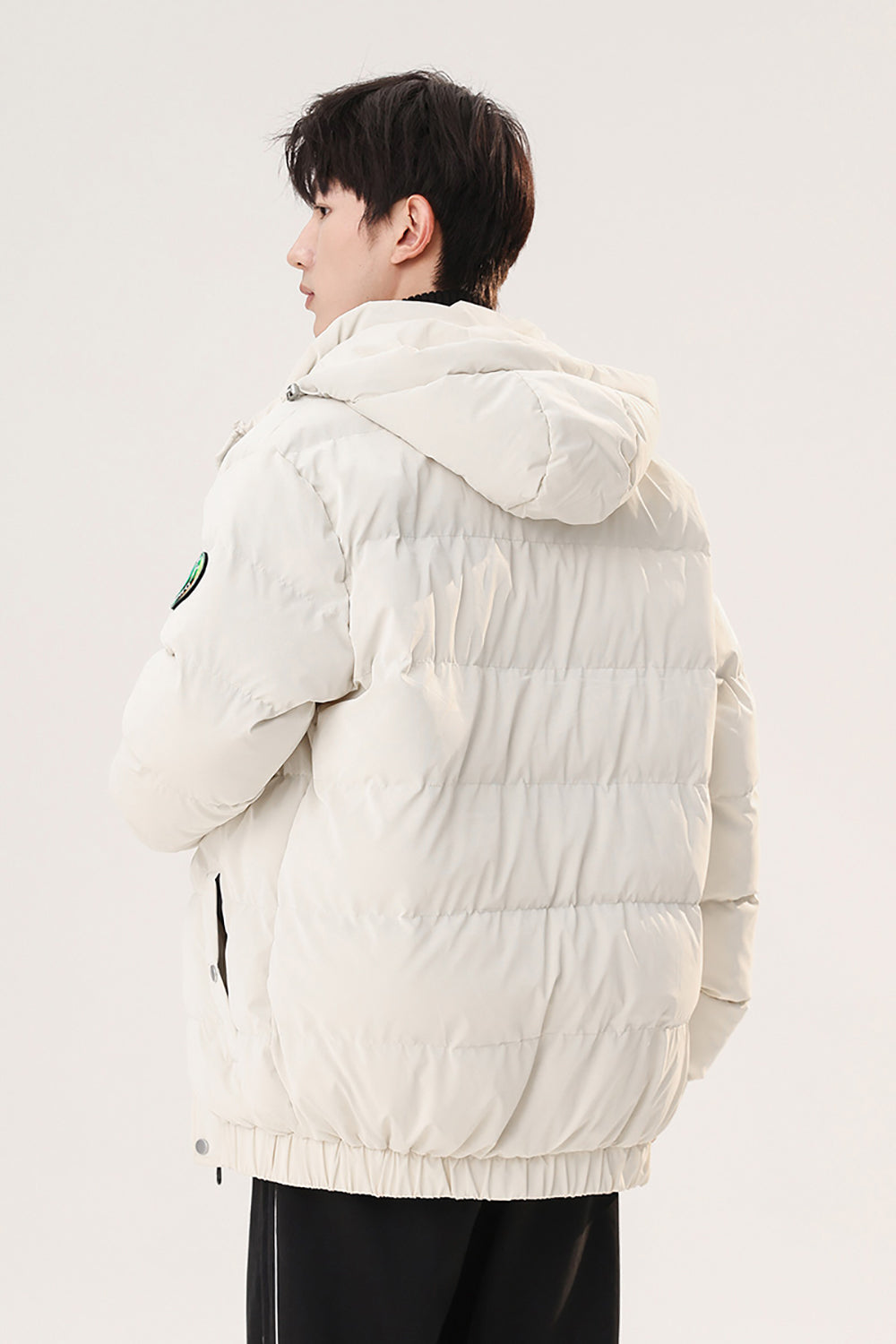Men Hooded Solid Casual Puffer Jacket