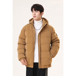 Hooded Solid Casual Puffer Jacket