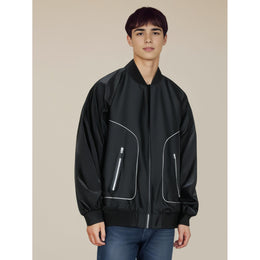 Men Stand Collar Solid Casual Bomber Jacket