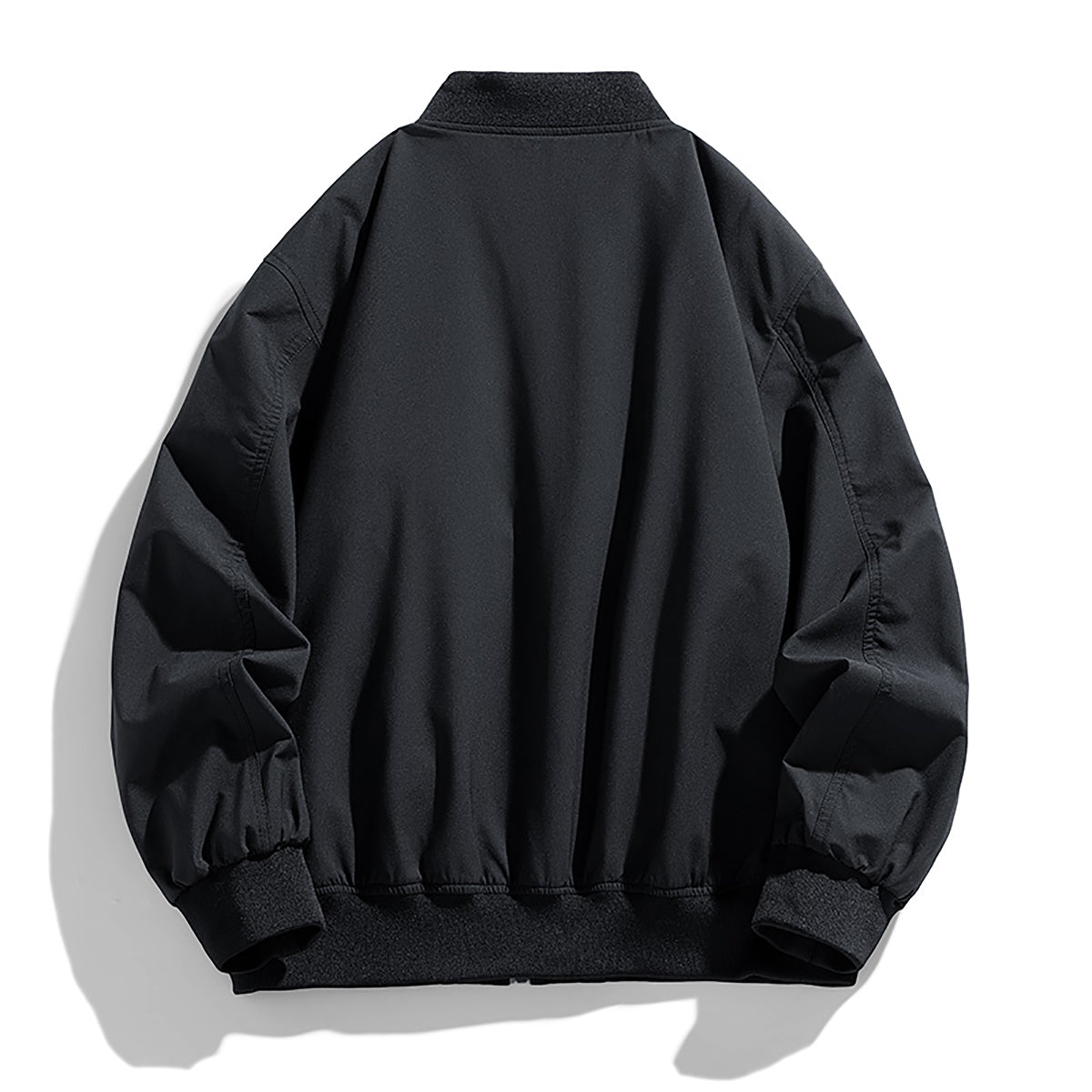 Men Stand Collar Solid Casual Bomber Jacket