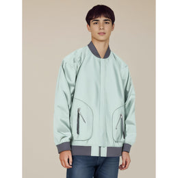 Men Stand Collar Solid Casual Bomber Jacket