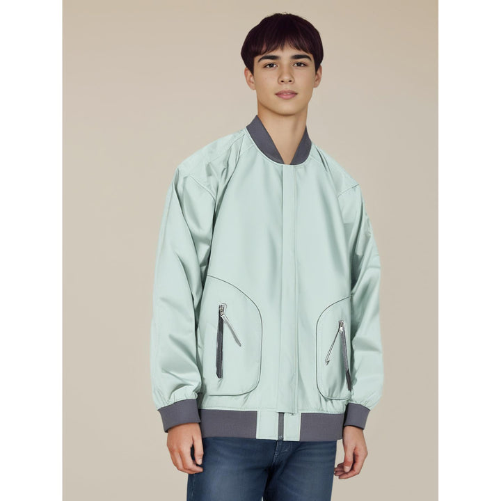 Men Stand Collar Solid Casual Bomber Jacket
