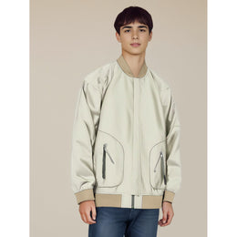 Men Stand Collar Solid Casual Bomber Jacket