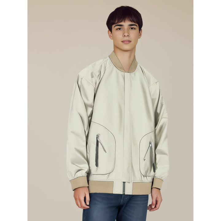 Men Stand Collar Solid Casual Bomber Jacket