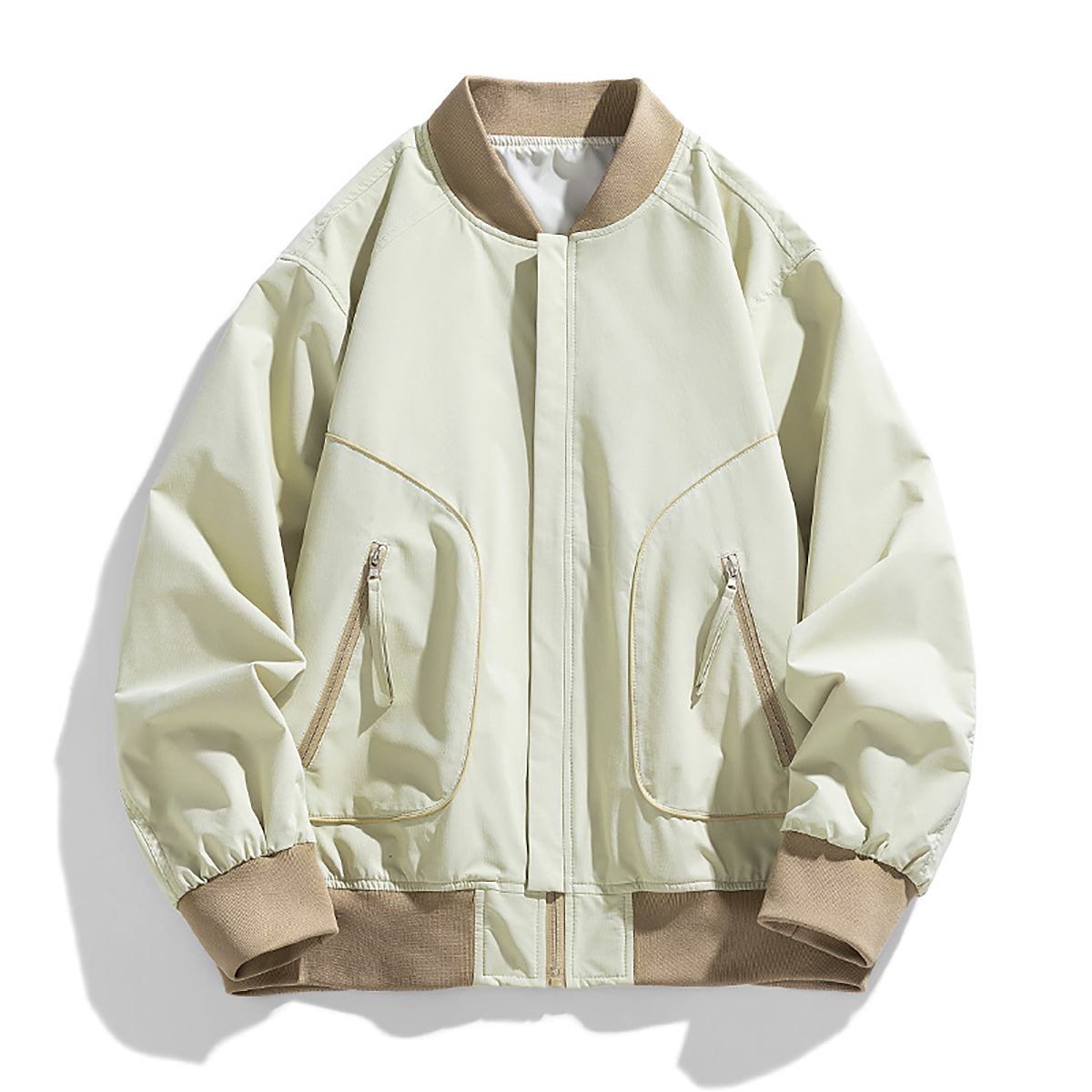 Men Stand Collar Solid Casual Bomber Jacket