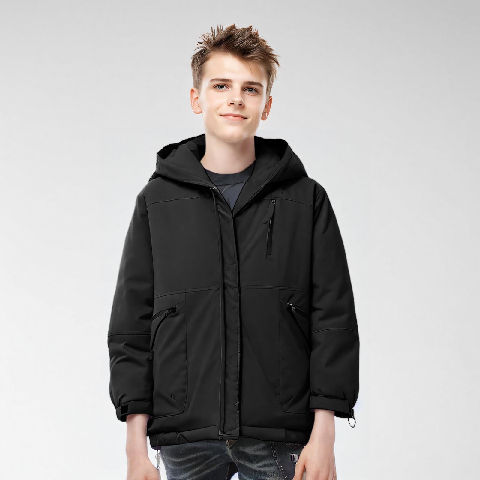 Men Hooded Solid Casual Bomber Jacket