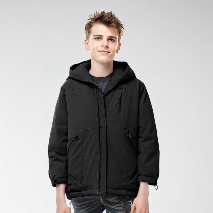 Men Hooded Solid Casual Bomber Jacket