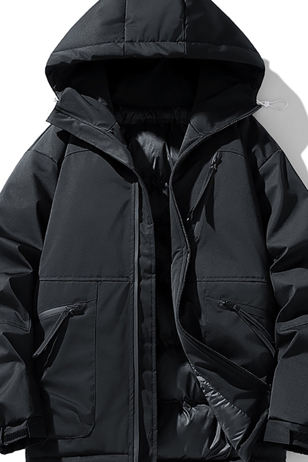 Men Hooded Solid Casual Bomber Jacket