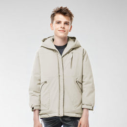 Men Hooded Solid Casual Bomber Jacket