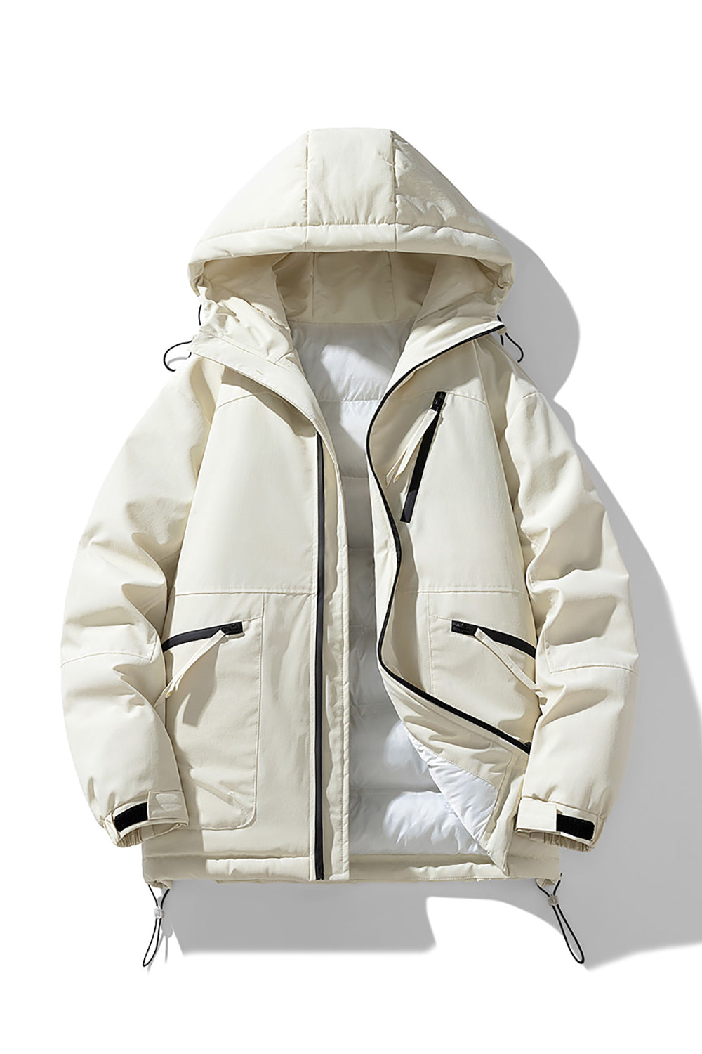 Men Hooded Solid Casual Bomber Jacket