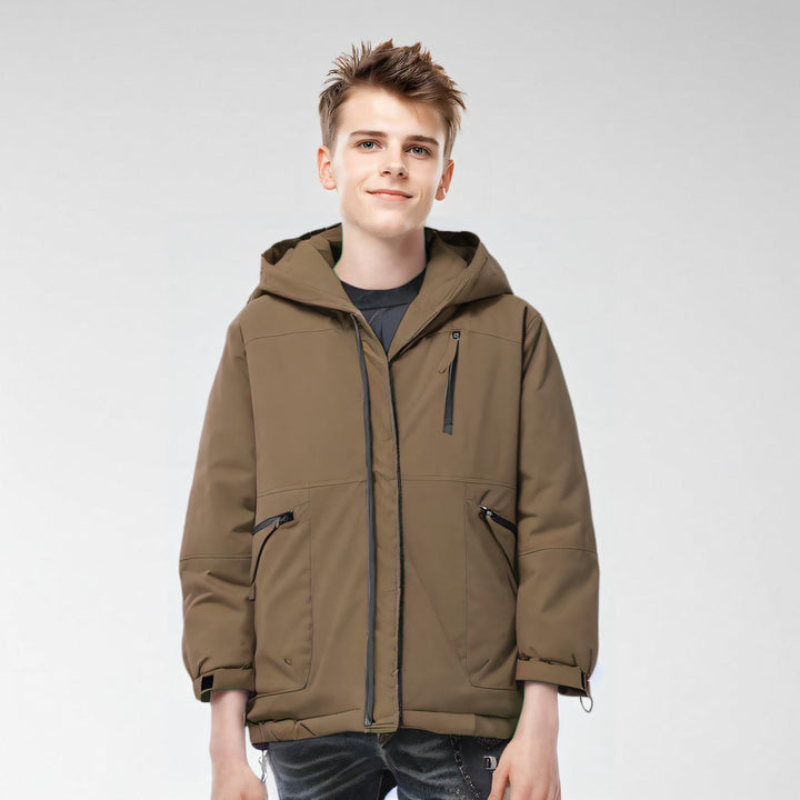 Men Hooded Solid Casual Bomber Jacket