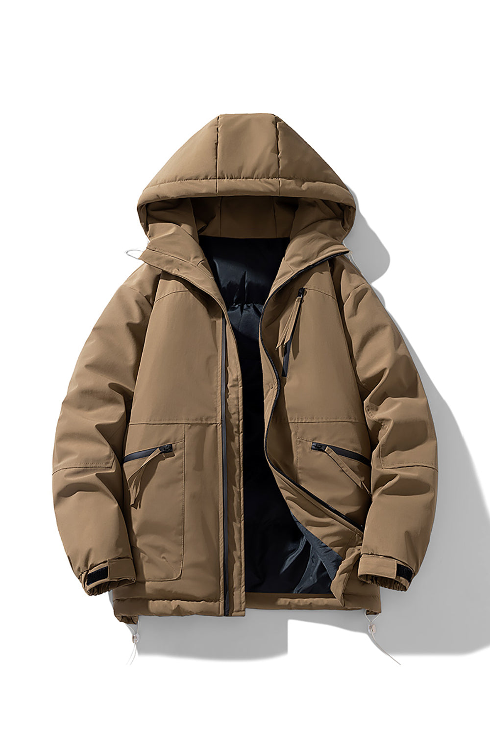 Men Hooded Solid Casual Bomber Jacket