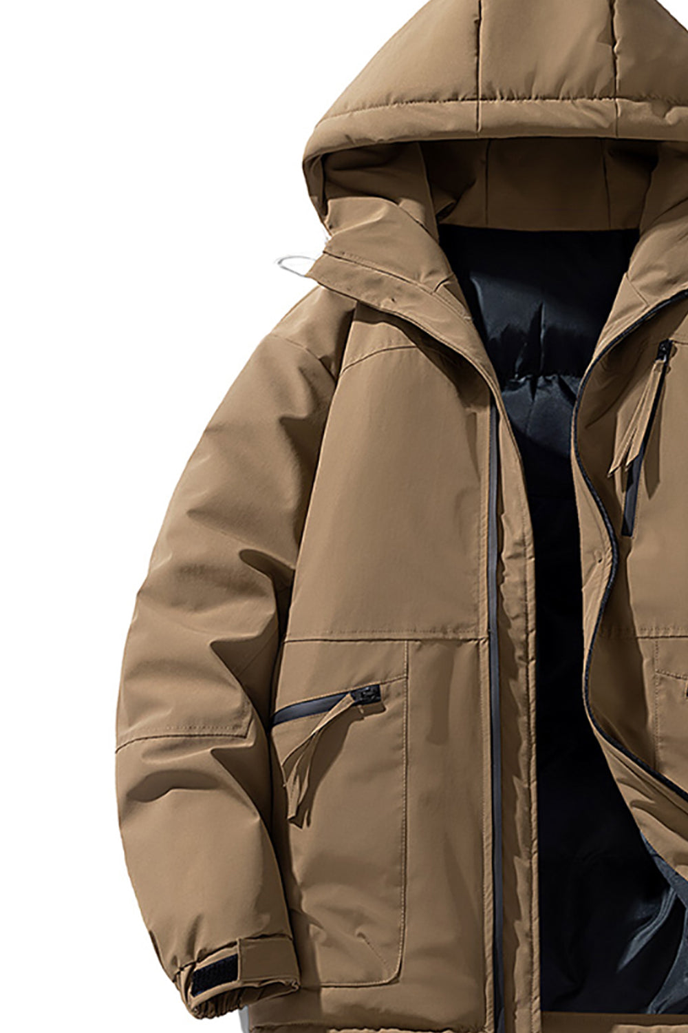 Men Hooded Solid Casual Bomber Jacket