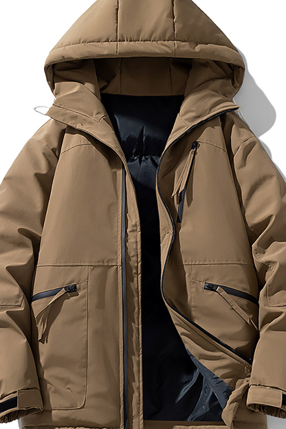 Men Hooded Solid Casual Bomber Jacket